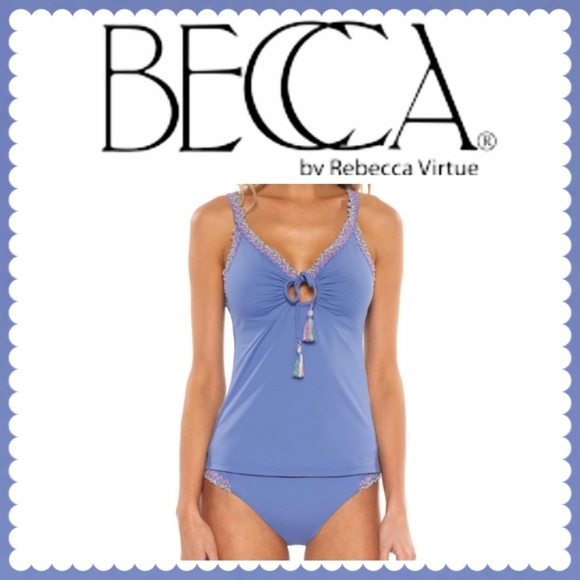 BECCA Other - NWOT BECCA Mardi Gras Crochet Tankini Top and Hipster Bikini Bottoms